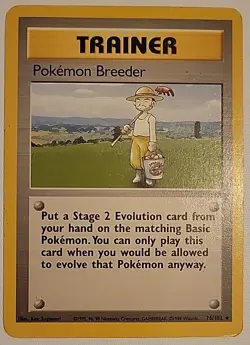 Pokemon TCG Pokemon Breeder Base Set 76/102 Regular Unlimited Rare 1999 WOTC MP - Image 1