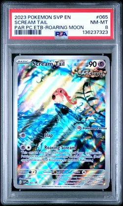 2023 POKEMON PARADOX RIFT POKEMON CENTER ETB PROMO SVP #065 SCREAM TAIL PSA 8 - Image 1