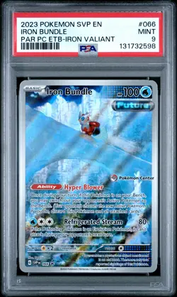 2023 POKEMON SVP PARADOX RIFT POKEMON CENTER ETB PROMO #066 IRON BUNDLE PSA 9 - Image 1