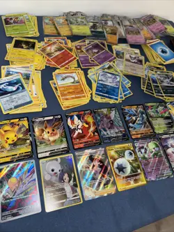 Huge Pokemon Card Lot 2020-2024 Holos, Commons, Dice, and Cases - Image 2