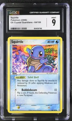 CGC MINT 9 - 2006 EX Crystal Guardians 64/100 Squirtle Pokemon Card - Image 1