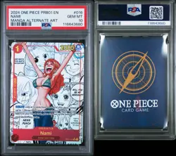 Nami English Manga Alternate Art OP01-016 PRB-01 One Piece, PSA 10 Gem Mint - Image 3
