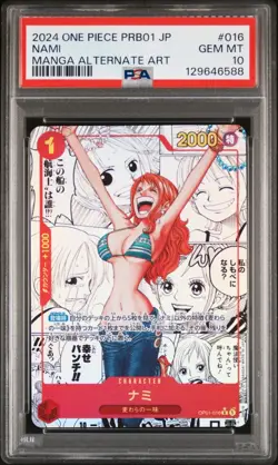 PSA 10 One Piece CCG Nami PRB01 Japanese Manga Alternate Art OP01-016 Gem Mint - Image 1