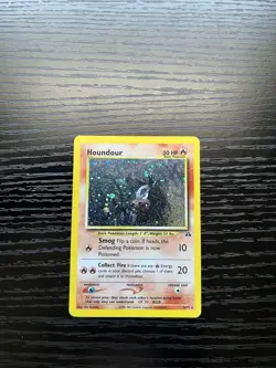 Pokemon TCG Houndour Neo Discovery Double Holo Error Misprint 5/75 LP SWIRLS - Image 1