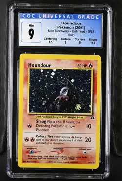 2001 Pokemon Neo Discovery Holo Houndour #5 CGC 9 - Image 1