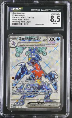 Pokemon Card Garchomp ex 219/182 Paradox Rift CGC 8.5 ERROR Missing Holo Layer - Image 1