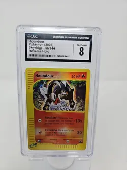 CGC 8 NM/MINT Houndour 66/144 REVERSE HOLO Foil Skyridge Pokemon Card - Image 1