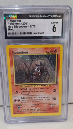 Pokemon - Houndour - Unlimited Holo #5/75 - Neo Discovery - CGC 6 EX/NM - Image 1