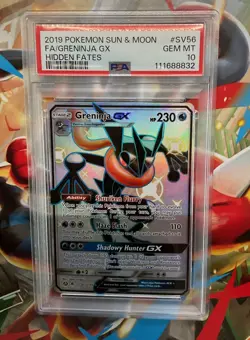 2019 POKEMON SUN & MOON HIDDEN FATES #SV56 FULL ART/GRENINJA GX PSA 10 - Image 1