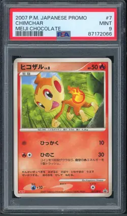 Pokemon Japanese Chimchar Meiji Chocolate (Feb. 2007) Promo 007/DP-P PSA 9 MINT - Image 1