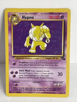 Pokemon TCG Hypno Fossil Card 23/62 Unlimited Regular Non-Holo Rare - Image 1