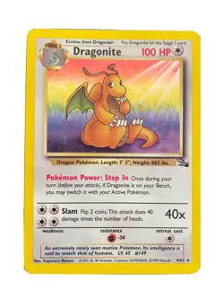 Pokemon TCG Dragonite Fossil 4 Holo Unlimited Holo Rare - Image 1