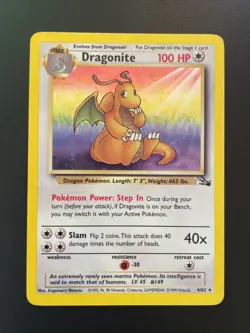 Pokemon TCG Dragonite Fossil 4 Holo Unlimited Holo Rare - Image 2