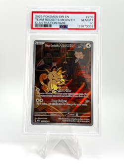 Pokemon PSA 10 Team Rocket’s Meowth Ultra Rare Destined Rivals 203/182 - Image 1