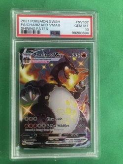 2021 POKEMON SWSH SHINING FATES FA/CHARIZARD VMAX #SV107 GEM MINT PSA 10 - Image 1