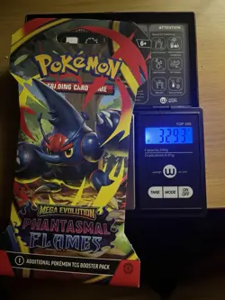 EXTREMELY HEAVY Pokemon Phantasmal Flames - Factory Sealed Booster Pack (32.93g) - Image 1