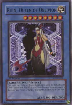 Yugioh Ruin, Queen Of Oblivion SOI-EN034 Super Rare 1st Edition LP - Image 1