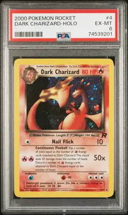 2000 Pokemon Team Rocket Dark Charizard Holo #4/82 PSA 6 EX-MT - Image 1