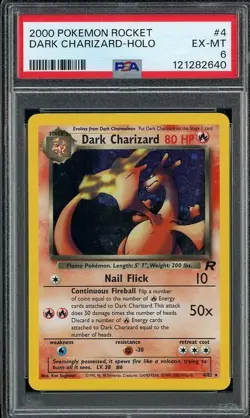 2000 Pokemon Team Rocket 4/82 DARK CHARIZARD Holo PSA 6 EX-MT - Image 1