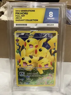 Pokemon 2016 Generations Radiant Collection Pikachu Full Art #RC29/RC32 Ace 8 - Image 1