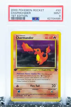 PSA 9 CHARMANDER 50/82 1st Edition Team Rocket WOTC - Pokemon Card 2000 - Image 1