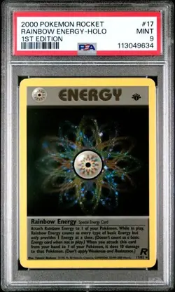 2000 Pokemon Rainbow Energy 17/82 Team Rocket Holo First Edition PSA 9 - Image 1