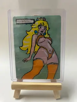 Magic MTG Altered Painted Basic Land Princess Peach Anime Girl Phyrexian - Image 1