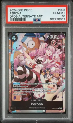 2024 ONE PIECE OP06-WINGS OF THE CAPTAIN ALTERNATE ART #093 PERONA PSA 10 - Image 1