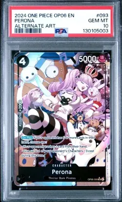 One Piece Card Perona Alt Art OP06-093 Wings of the Captain PSA 10 - Image 1