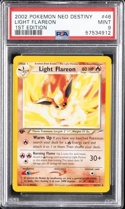 2002 POKEMON NEO DESTINY 1ST ED #46 LIGHT FLAREON PSA 9 - Image 1