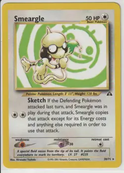 Pokemon Vintage Smeargle Non Holo Rare Neo Discovery 30/75 - Image 1