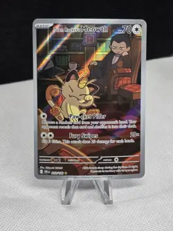 2025 Pokemon Destined Rivals TEAM ROCKET'S MEOWTH 203/182 Illustration Rare - Image 1