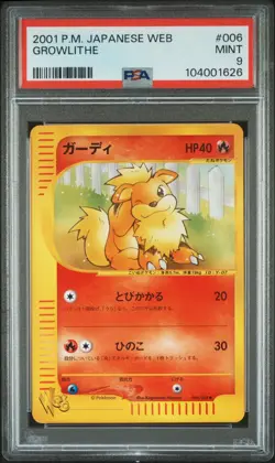 PSA 9 Growlithe 006/048 Web Japanese Graded Pokemon Card 2001 - Image 1