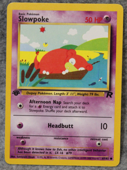 1st Edition Slowpoke 67/82 Team Rocket Common Pokemon Card - LP - Image 1