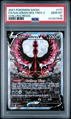 2021 POKEMON SWORD & SHIELD CHILLING REIGN FULL ART/GALARIAN MOLTRES V PSA 10 - Image 1