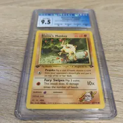Blaine's Mankey Gym Challenge Pokemon Card #63 CGC Gem Mint 9.5 - Image 1