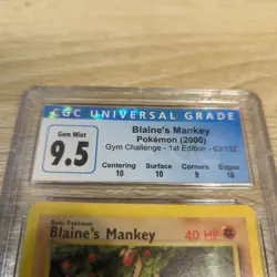 Blaine's Mankey Gym Challenge Pokemon Card #63 CGC Gem Mint 9.5 - Image 3