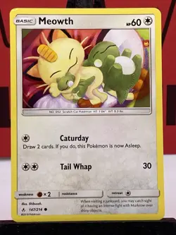 Meowth 147/214 Unbroken Bonds Pokemon TCG Regular Common 2019 LP - Image 3