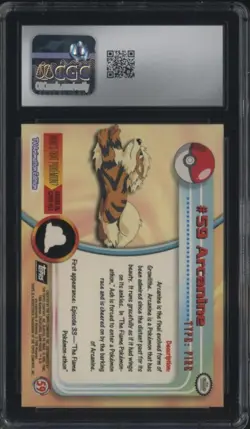 1999 Topps Pokemon Series 1 Fourth Print Rainbow Foil #59 Arcanine CGC 9 MINT - Image 2