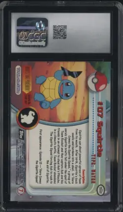 1999 Topps Pokemon Series 1 Fourth Print Rainbow Foil #7 Squirtle CGC 8 - Image 2