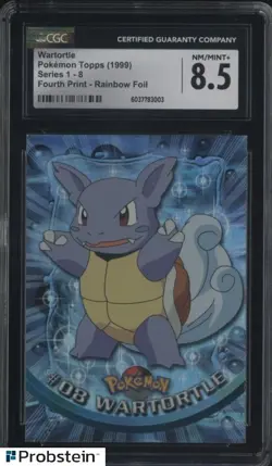 1999 Topps Pokemon Series 1 Fourth Print Rainbow Foil #8 Wartortle CGC 8.5 - Image 1