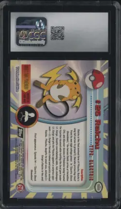 1999 Topps Pokemon Series 1 Fourth Print Rainbow Foil #26 Raichu CGC 9 - Image 2