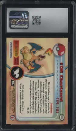 1999 Pokemon Topps Series 1 Fourth Print Rainbow Foil #6 Charizard CGC 8 - Image 2