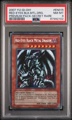 2007 YUGIOH PP01-EN015 RED-EYES BLACK METAL DRAGON SECRET PSA 8 NM #87992102 - Image 1