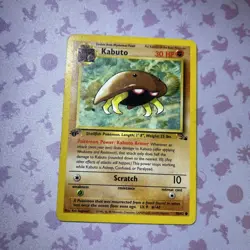 Kabuto 1st Edition Fossil Moderate Play MP Pokemon WOTC TCG Common Card #50/62 - Image 1