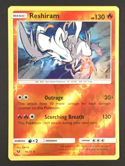 Pokemon TCG Reshiram 14/73 Reverse Holo Rare Shining Legends NM - Image 1