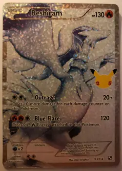 Reshiram 113/114 Full Art Ultra Rare Holo Celebrations Pokemon TCG - Image 1
