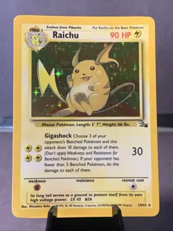 Pokemon TCG Raichu 14/62 Fossil Set 1999 Holo Rare Unlimited VTG WOTC LP - Image 1