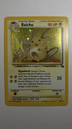 Pokemon TCG Raichu Fossil Set 14/62 Unlimited Holo Rare LP - Image 1