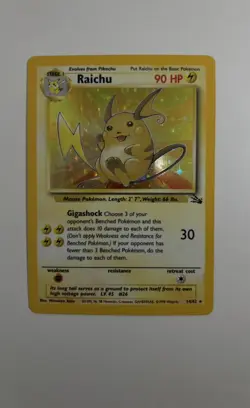 Pokemon TCG Raichu Fossil Set 14/62 Unlimited Holo Rare LP - Image 2